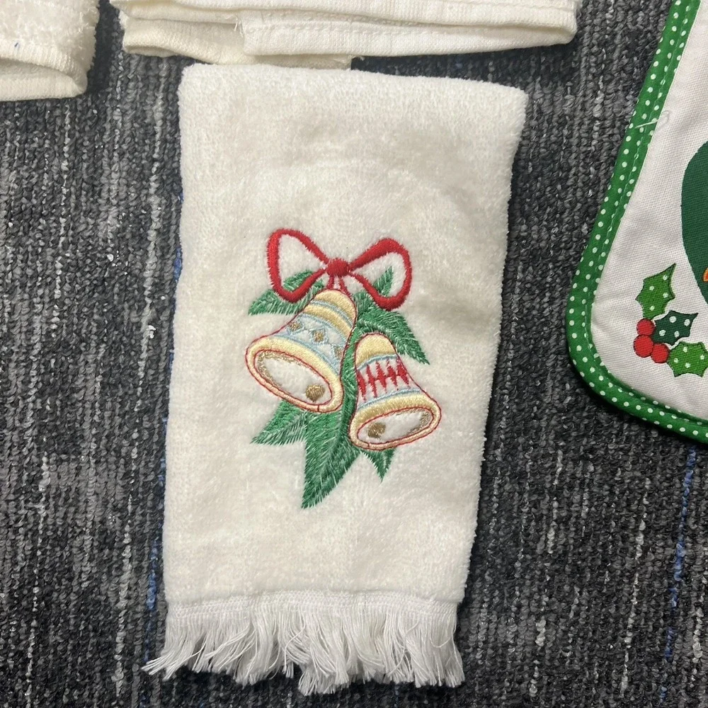 Vtg CANNON  kitchen towel Sugar & Spice Farmer & Sun Bonnet Oven Mitt Pot Holder
